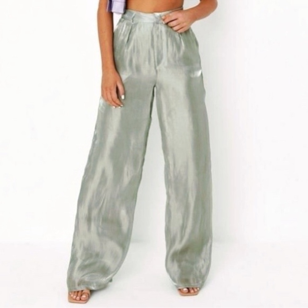 Elegant Satin Green slacks - Picture 3 of 4